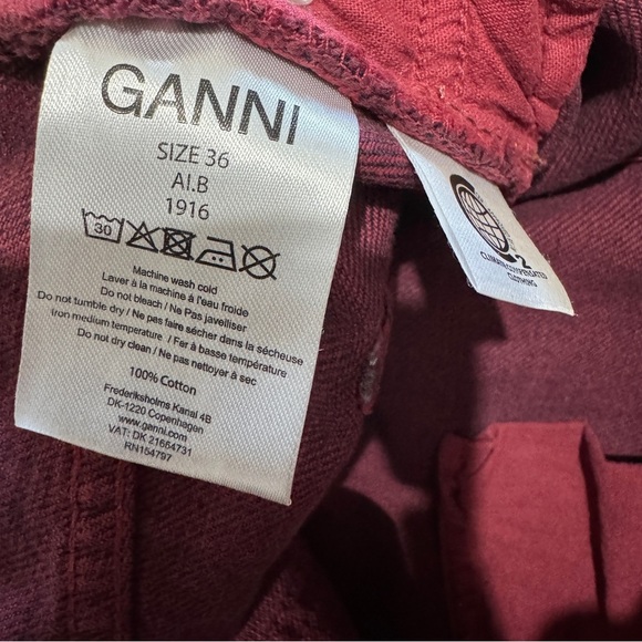 Ganni Colored Washed Denim Mini Skirt red/maroon EUC - Picture 8 of 10